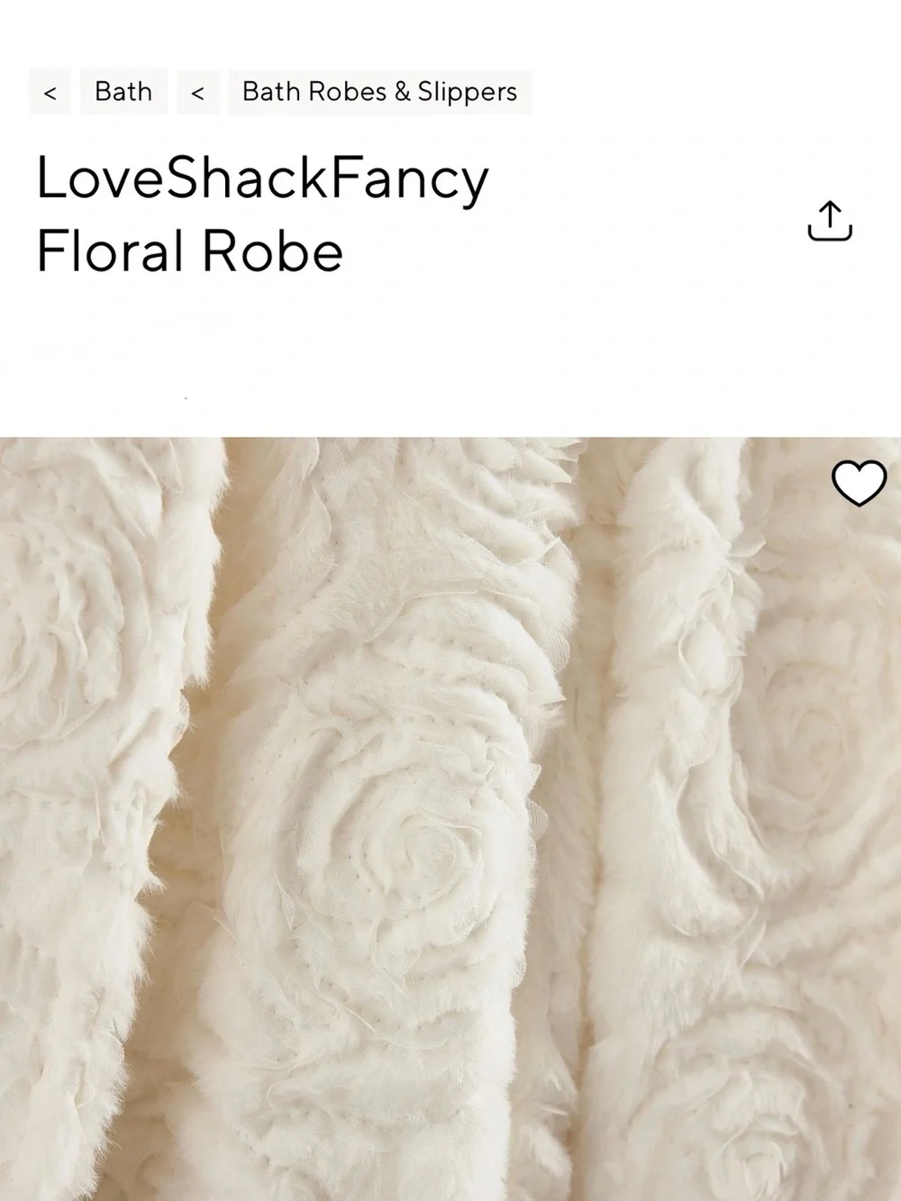 LoveShackFancy Cream Floral Textured Robe